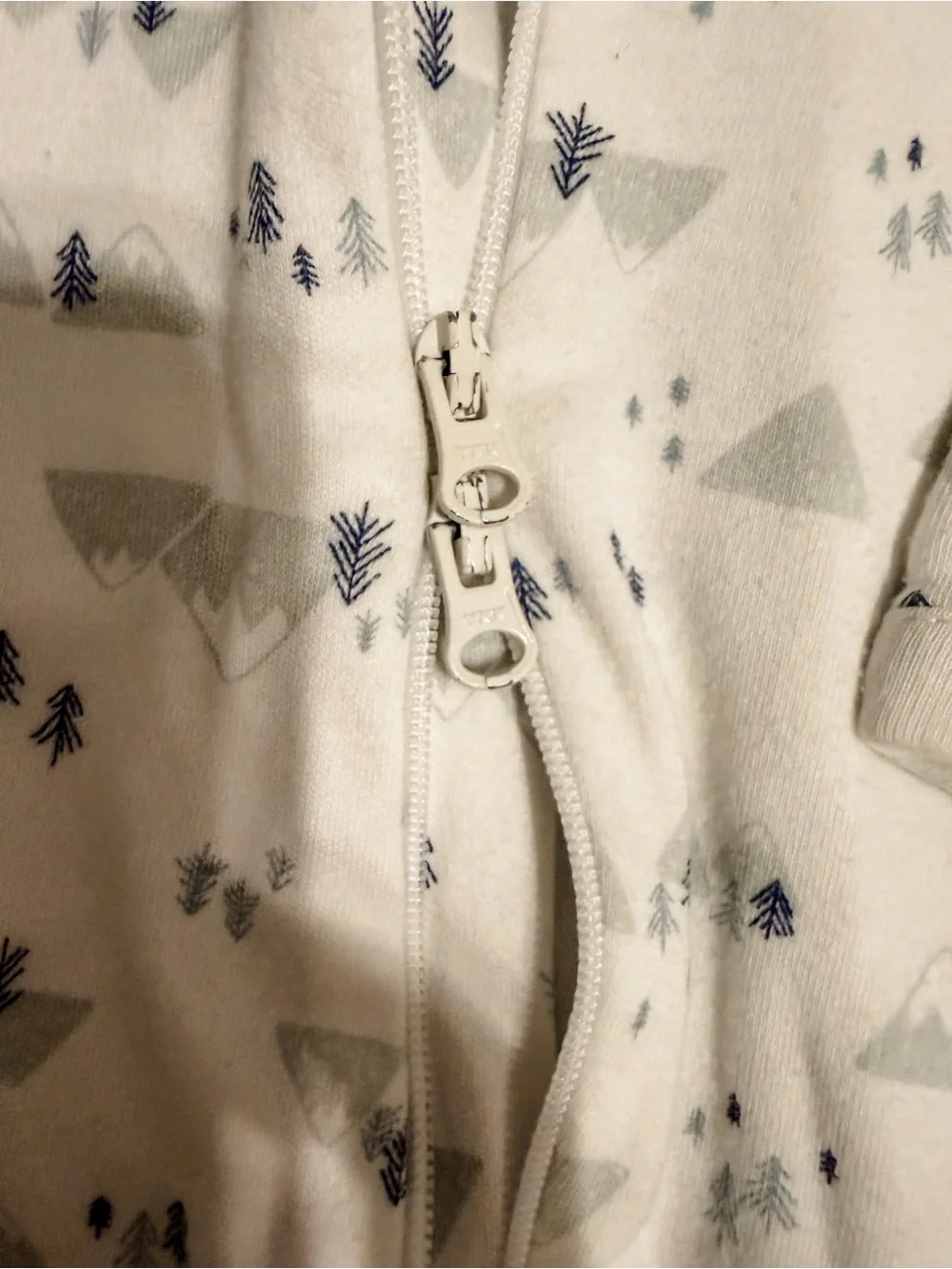 Nordstrom Baby Cream Footed One-Piece with Gray Tree & Mountain Print